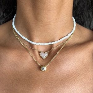 Preppy white plastic seed bead necklace